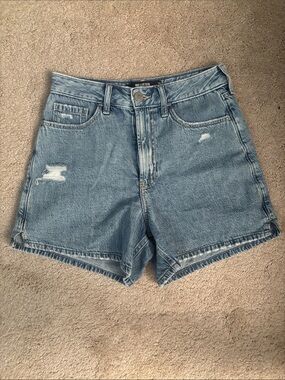 Hollister High-Waist Distressed Jean Shorts - Blue